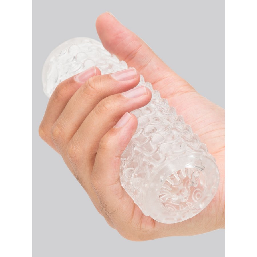 Clear Lovehoney reversible double-texture manual stroker