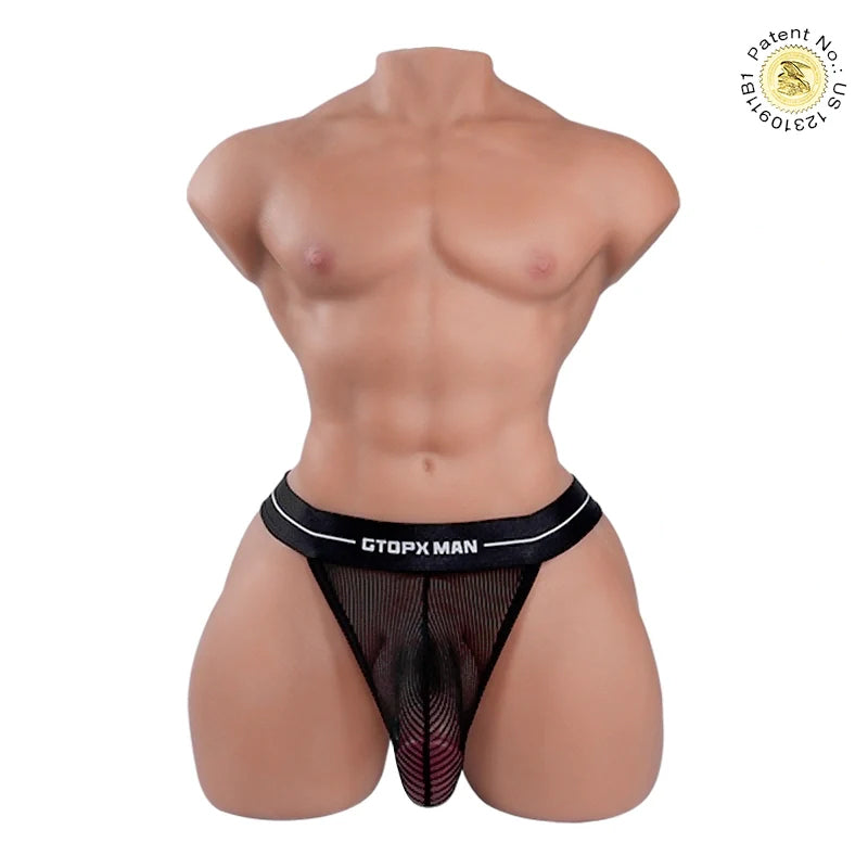 Tantaly Mark Pro male torso shown in underwear; silicone attachment sold separately